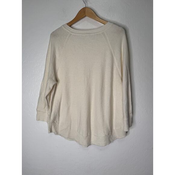 J Crew 3/4 Sleeve Textured Curved-Hem Sweater CREAM Womens Size LG NEW Textured - Picture 4 of 7